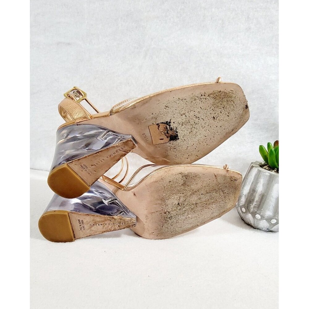 Veronica Beard Womens Beige Cyndi Cantaloupe Wedge High Heel Sandals Size 8.5M - Picture 7 of 13